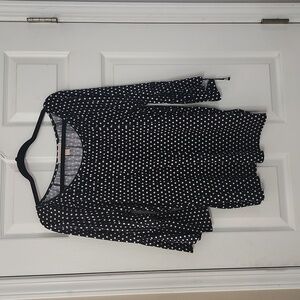 MICHAEL KORS  boho polkadot cinch tie bell sleeve tunic top 1X